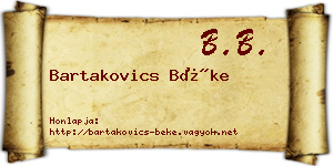 Bartakovics Béke névjegykártya